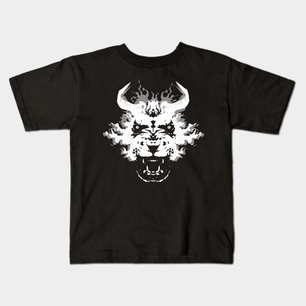 Savage Lion on Fire Kids T-Shirt by MysticMoonVibes